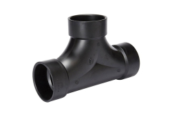 4" ABS 2 Way Cleanout Tee, Type DWV, Plastic x Plastic x Plastic