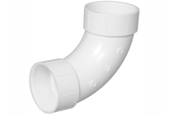 2" PVC 90 Degree Long Sweep Elbow, Type DWV, Plastic x Plastic