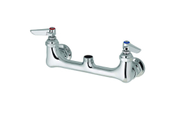TandS Brass B-0230-LNM, Two-Handle Double Pantry Swivel Base Wall-Mount Swivel Faucet, 8" Centers, Less Nozzle, Chrome, 28.63 gpm