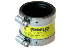 1-1/2" Stainless Steel Shielded Banded Transition Coupling, Connects Cast Iron x Cast Iron, Plastic, Steel, or Copper Pipe