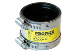 2" Stainless Steel Shielded Banded Transition Coupling, Connects Cast Iron x Cast Iron, Plastic, Steel, or Copper Pipe