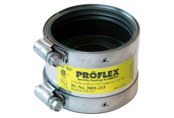 2" x 1-1/2" Stainless Steel Shielded Banded Transition Coupling, Connects Cast Iron x Copper Pipe