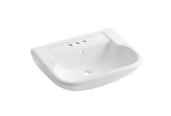 Sterling 446128-0, 21" x 18" Top/Wall-Mount Bathroom Pedestal Sink, 8" Center, White, Sacramento Collection