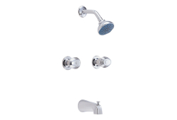 Gerber 58-420, Two-Handle Sliding Sleeve Escutcheon Tub and Shower Fitting, 8" Center, Chrome, 1.75 gpm, Hardwater Collection