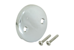 Overflow Face Plate with Round Screw, 2-Hole, Chrome