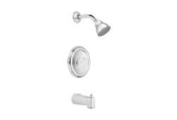 Moen T183, Tub and Shower Faucet Trim, 2-1/2" Diameter Spray Head, Acrylic Knobs, Chrome, 2.5 gpm, Chateau Collection