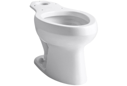 Kohler K4303-0, Toilet Bowl with Pressure Lite Flush Technology, Less Seat, White, Elongated, Wellworth Series