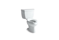 Kohler K3505-0, Classic Two-Piece Toilet with Pressure Lite Flush Technology and Left-Hand Trip Lever, Less Seat, White, Elongated, 1.6 gpf, Wellworth Series