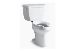 Kohler K3493-0, Comfort Height Two-Piece Toilet with Pressure Lite Flush Technology and Left-Hand Trip Lever, White, Elongated, 1.6 gpf, Highline Classic Series