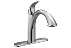 Moen 7545C, One-Handle Low Arc Pullout Kitchen Faucet, 9-3/4" Spout Reach, Chrome, 1.5 gpm, Camerist Collection