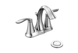 Moen 6410, Single-Handle Centerset Bathroom Faucet with Metal Pop-Up Drain, 4" Center, Chrome, 1.5 gpm, Eva Collection
