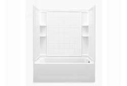 Sterling 71120120-0, 60" x 32" x 74" 4-Piece Bathtub and Tub Wall Set, White, Ensemble Collection