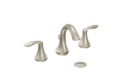 Moen T6420BN, Two-Handle Widespread High Arc Bathroom Faucet, 8" - 16" Center, Brushed Nickel, 1.5 gpm, Eva Collection