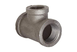 1-1/2" x 1/2" x 1-1/4" Black Malleable Iron Reducing Tee