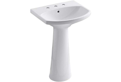 Kohler K2362-8-0, Pedestal Bathroom Sink, 8" Center, White, Cimarron Collection