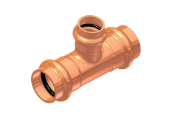 1-1/4" x 1-1/4" x 3/4" Copper Reducing Tee, Lead-Free, Copper x Copper x Copper