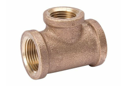 1-1/2" x 1/2" x 1" Press Copper Brass Reducing Tee, Copper x Copper x Copper