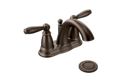 Moen 6610ORB, Two-Handle Centerset Bathroom Faucet with Metal Pop-Up Drain, 4" Center, Oil-Rubbed Bronze, 1.5 gpm, Brantford Collection