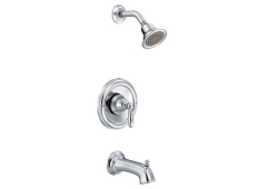 Moen T2153, Tub and Shower with Adjustable Temperature Limit Stop, 3-1/2" Diameter Spray Head, Chrome, 2.5 gpm, Brantford Collection