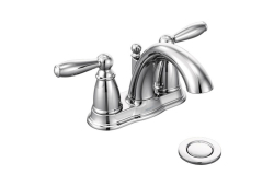 Moen 6610, Two-Handle Centerset Bathroom Faucet with Metal Pop-Up Drain, 4" Center, Chrome, 1.5 gpm, Brantford Collection