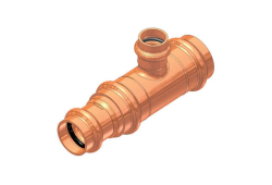 3/4" x 1/2" x 1/2" Copper Reducing Tee, Lead-Free, Copper x Copper x Copper