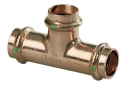 2" x 2" x 1" Press Copper Brass Reducing Tee, Copper x Copper x Copper