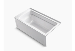Kohler K1123-RA-0, 60" x 32" Alcove Bath with Integral Apron, Integral Flange, Right-Hand Drain, White, Archer Collection