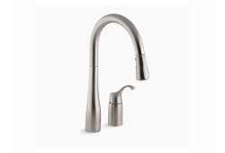 Kohler K647-VS, Single-Handle Kitchen Sink Faucet with Pull-Down Spout, Vibrant Stainless, 1.5 gpm, Simplice Collection