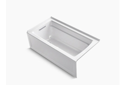 Kohler K1123-LA-0, 60" x 32" Alcove Bath with Integral Apron, Integral Flange, Left-Hand Drain, White, Archer Collection