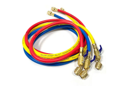 1/4" X 60" Low Loss Manifold Hose, Ball Valve fittings Hose, Yellow
