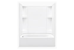 Sterling 71240110-0, 60" x 30" x 72" Smooth Bathtub and Tub Wall Set, White, Accord Collection