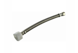 3/8" x 1/2" Braided Flexible Supply Toilet Connector, Lead-Free, OD Compression x FNPT, 12" long