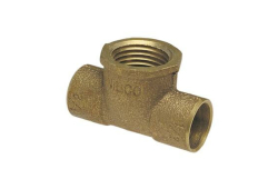 1-1/4" x 1-1/4" x 3/4" Press Copper Brass Reducing Tee, Copper x Copper x Copper