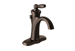 Moen 6600ORB, Single-Handle Centerset Bathroom Faucet with Metal Pop-Up Drain, 4" Center, Oil-Rubbed Bronze, 1.5 gpm, Brantford