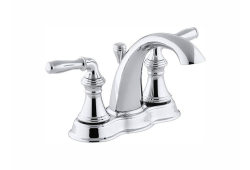 Kohler K393-N4-CP, Two-Handle Centerset Bathroom Sink Faucet, 4" Center, Chrome, Devonshire Collection