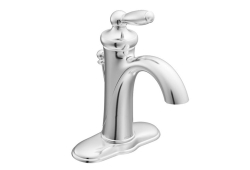 Moen 6600, Single-Handle Centerset Bathroom Faucet with Metal Pop-Up Drain, 4" Center, Chrome, 1.5 gpm, Brantford Collection