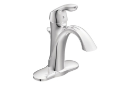 Moen 6400, Single-Handle Centerset Bathroom Faucet with Metal Pop-Up Drain, 4" Center, Chrome, 1.5 gpm, Ava Collection