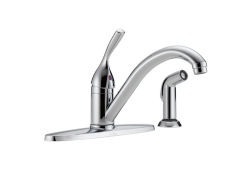Delta 400-DST, Single-Handle Kitchen Faucet with Spray, 8" Center, Chrome, 1.5 gpm, Classic Collection