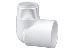 1/2" PVC Pressure Fitting 90 Degree Elbow, Schedule 40, Plastic x Male