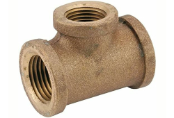 3/4" x 1/2" x 1/2" Press Copper Brass Reducing Tee, Copper x Copper x Female