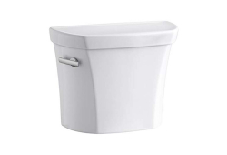 Kohler K4467-0, Classic Toilet Tank, Left-Hand Trip Lever, Metal Lever, White Tank, Single-Flush, 1.28 gpf, Wellworth Series