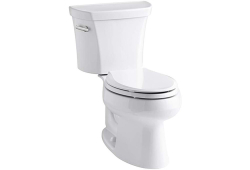 Kohler K3978-0, Two-Piece Toilet with Class Five Flush Technology and Left-hand Trip Lever, White, Elongated, 1.6 gpf, Wellworth Series