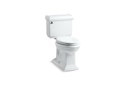 Kohler K3816-0, Comfort Height Two-Piece Toilet with AquaPiston Flush Technology and Left-Hand Trip Lever, White, Elongated, 1.28 gpf, Memoirs Series