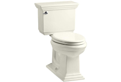 Kohler K3817-96, Comfort Height Two-Piece Toilet with AquaPiston Flush Technology and Left-Hand Trip Lever, Biscuit, Elongated, 1.28 gpf, Memoirs Series