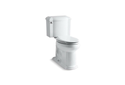 Kohler K3837-0, Comfort Height Two-Piece Toilet with AquaPiston Flush Technology and Left-Hand Trip Lever, White, Elongated, 1.28 gpf, Devonshire Series