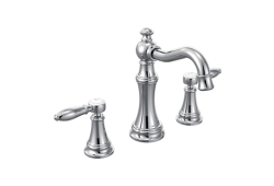 Moen TS42108, Two-Handle Widespread High Arc Bathroom Faucet, 8" - 16" Center, Chrome, 1.5 gpm, Weymouth Collection