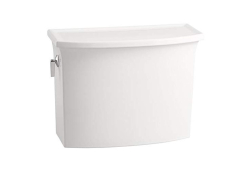 Kohler K4431-0, Classic Toilet Tank, Left-Hand Trip Lever, Metal Lever, White Tank, Single-Flush, 1.28 gpf, Archer Series