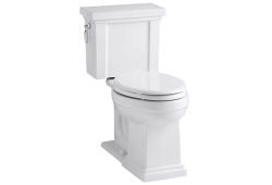 Kohler K3950-0, Comfort Height Two-Piece Toilet with AquaPiston Flush Technology and Left-Hand Trip Lever, White, Elongated, 1.28 gpf, Tresham Series