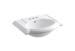 Kohler K2287-4-0, 24" Pedestal Bathroom Sink, 4" Center, White, Devonshire Collection