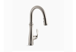 Kohler K560-VS, Single-Handle Kitchen Sink Faucet with Pull-Down, 16-3/4" Spout, Vibrant Stainless, 1.5 gpm, Bellera Collection